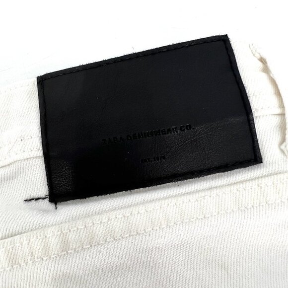 Zara Destroyed White Jeans Size 32 Distressed 10" Rise - Picture 8 of 10